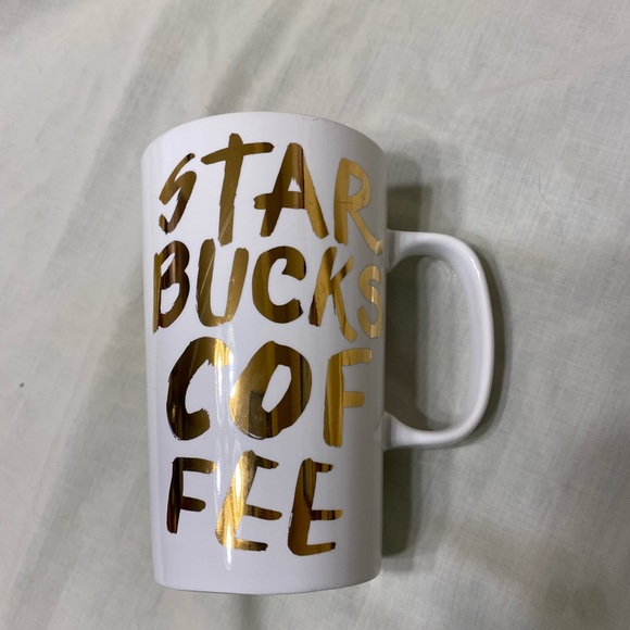 16 oz Gold Lettered Starbucks Mug - Picture 1 of 3